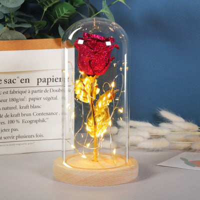 Eternal Rose Flowers LED Light In Glass Cover